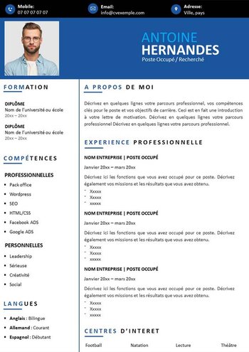 Modèle de CV pour travailler Word