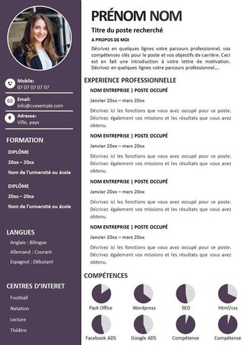 Beau Cv Gratuit à télécharger