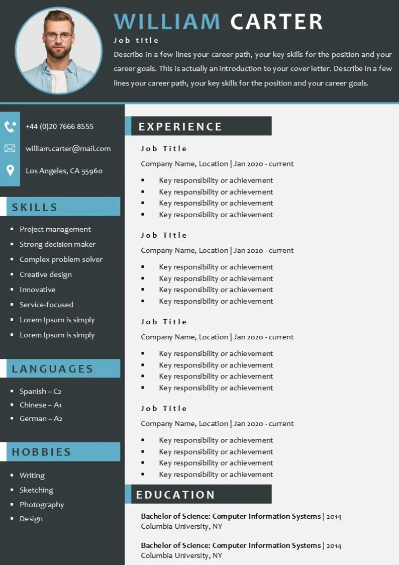 CV Expert en anglais