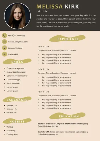 CV anglais design moderne word