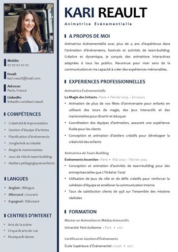 CV animateur et animatrice