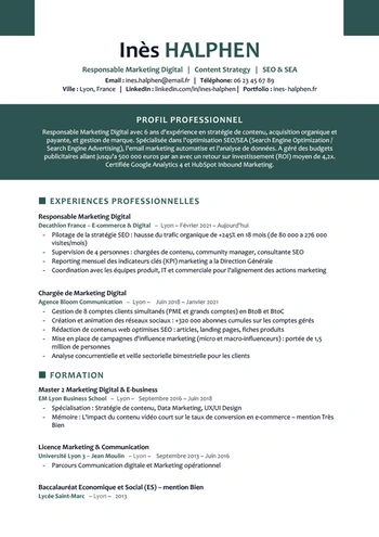 Modèle de CV ATS Original