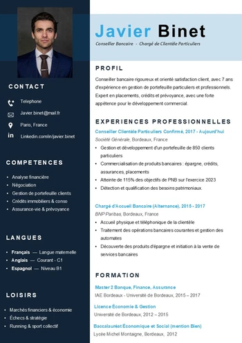 CV Banquier gratuit au Word
