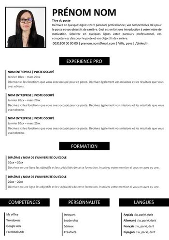 Modèle de CV Prêt à l'emploi