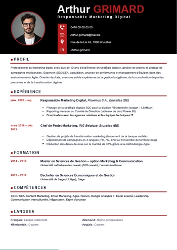 Exemple CV Belgique