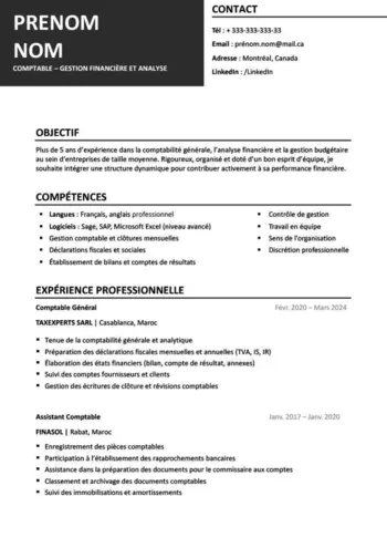 cv canadien gratuit