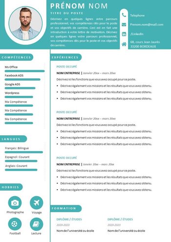 modèle de cv couleur gratuit à télécharger