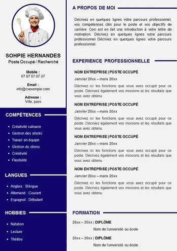 CV Cuisinier Word