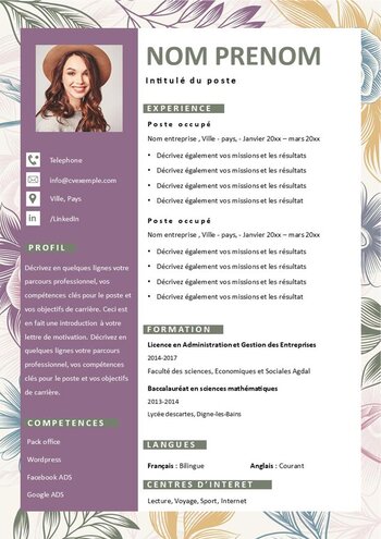 CV fleuriste Gratuit au format Word