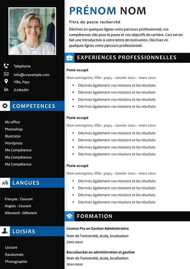 modèle de CV en français gratuit Word