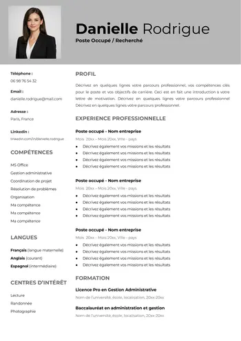 modèle de CV en français à modifier sur Google Docs