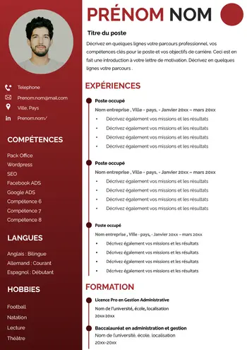 modèle de cv google slides gratuit