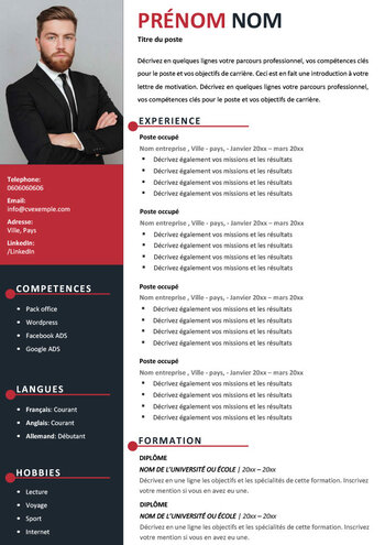 CV gratuit à imprimer avec Word