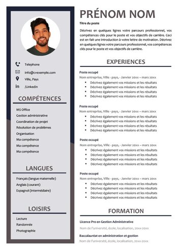 Modèle de CV gratuit sans payer