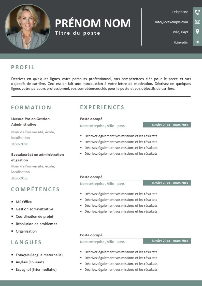 cv innovant gratuit word