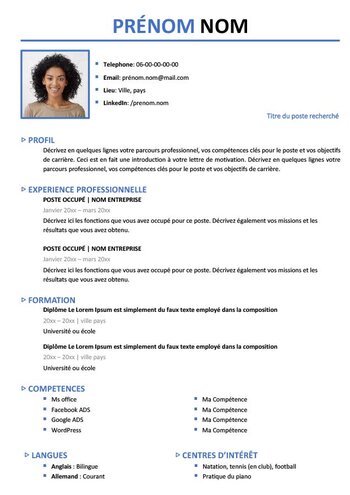 CV Job étudiant format Word