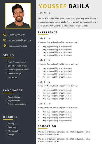modèle cv marocain en anglais gratuit