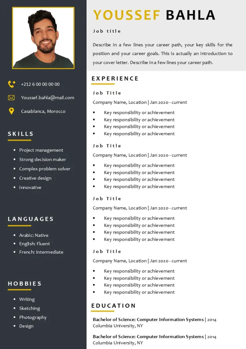 Mod le De CV Marocain Simple Et Gratuit T l charger Avec Word Mod le De CV Marocain Simple Et Gratuit T l charger Avec Word