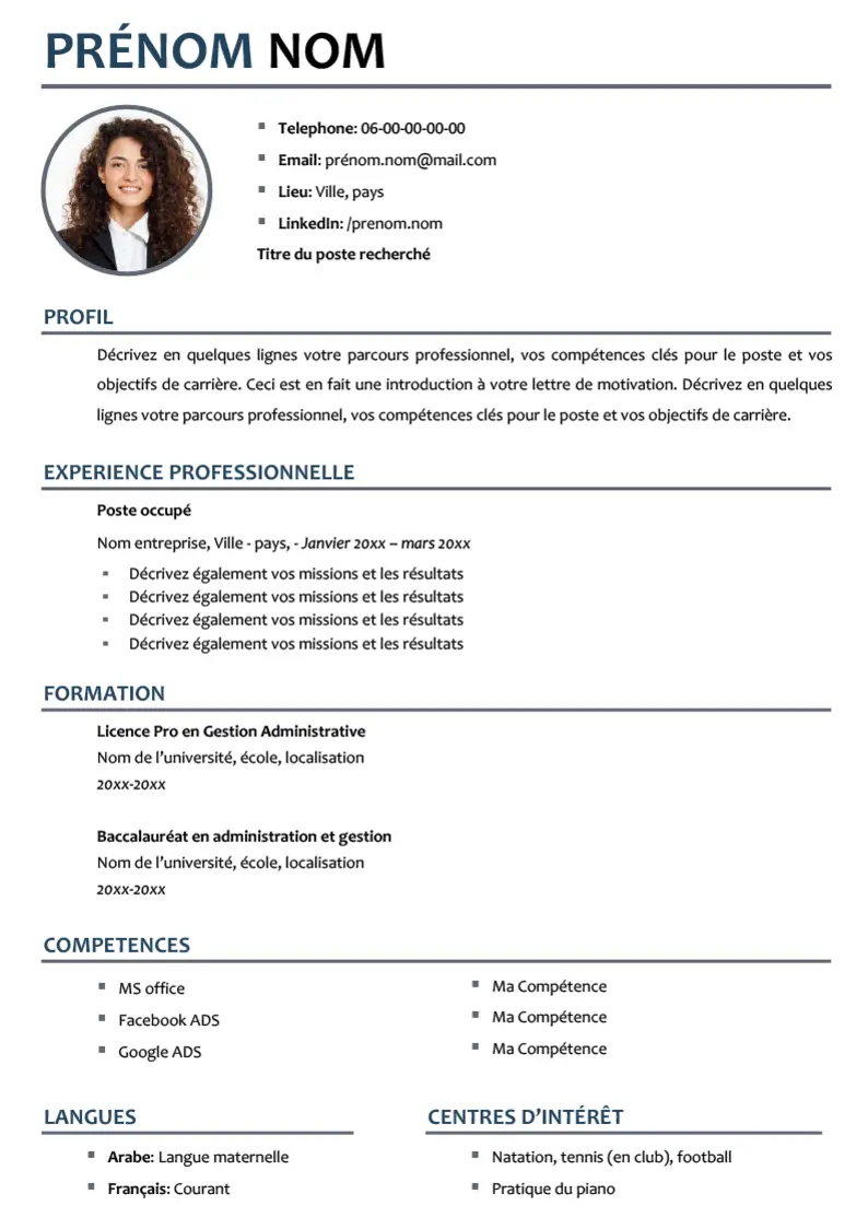 cv pour étudiant marocain word