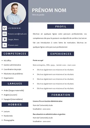 modèle de cv pour bachelier marocain