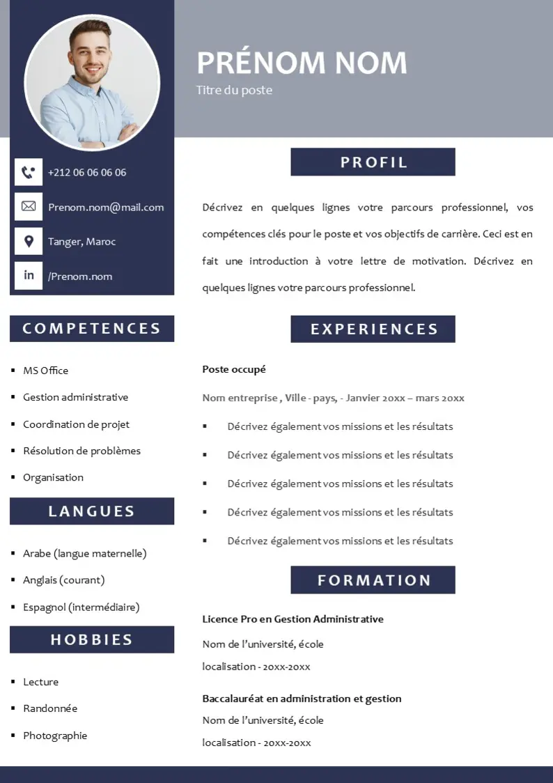 cv-marocain-niveau-bac modèle de cv pour bachelier marocain