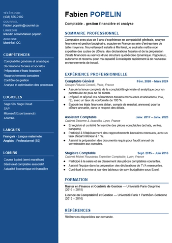 modèle de cv quebec