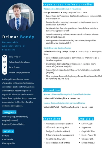 cv responsable administratif et financier