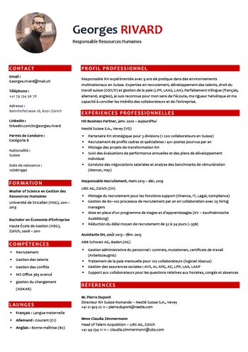 exemple cv suisse
