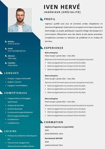 modèle cv ingénieur Word