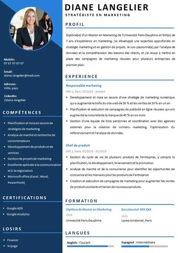 CV marketing gratuit à télécharger