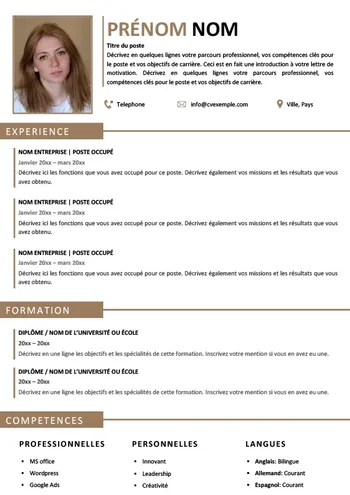Cv doc gratuit au format Word
