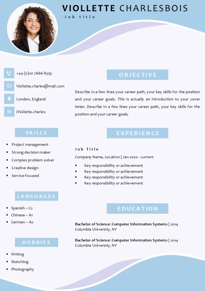 CV étudiant en anglais Word