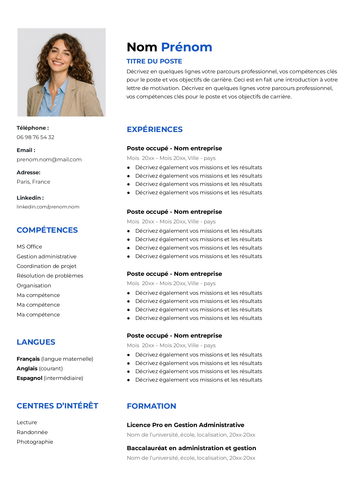 Exemple de CV simple sur Google Docs
