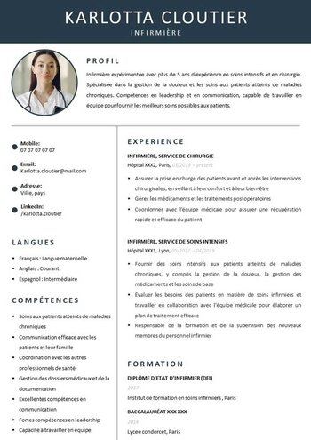 modèle de cv infirmier Word gratuit à télécharger