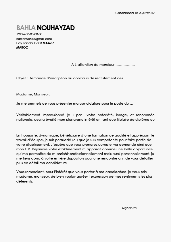 Lettre de motivation Professeur d’anglais