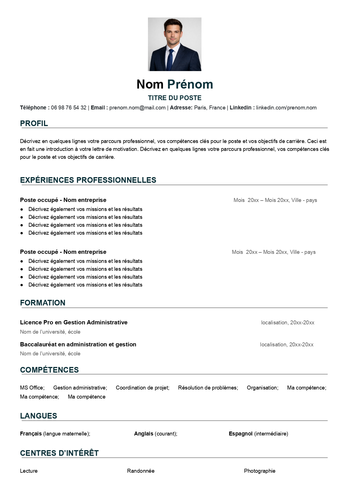 modèle de CV ATS à modifier sur Google Docs