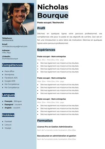 modèle de CV moderne sur Google Docs