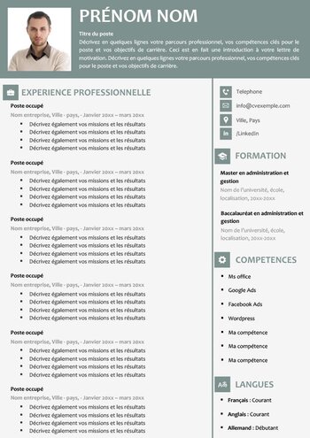Modèle de CV senior gratuit Word