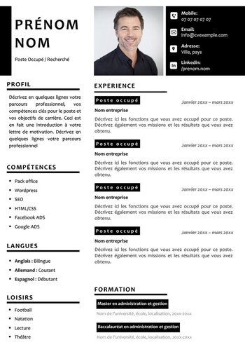 Modèle de CV Vide gratuit Word